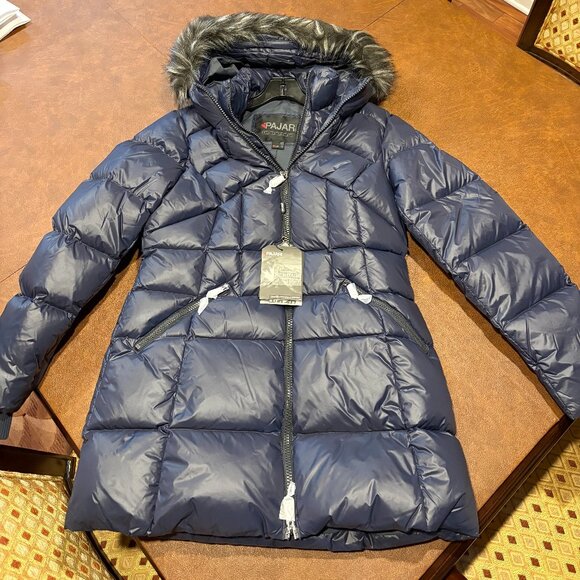 BRAND NEW WITH TAGS Pajar Womens Ares Faux Fur Trim Graphite Large Puffer Jacket - Picture 4 of 9